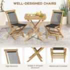 Costway Solid Teak Wood Dining Chairs With Woven Rope Seat And Quick-folding Portable Design