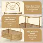 Costway Mobile Glass Coffee Table With Bear Pattern And Storage Basket-golden