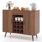 Costway Mid-century Modern Buffet Server Cabinet With Adjustable Shelves-walnut