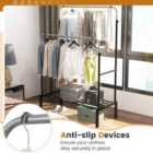 Costway Metal Clothes Stand Rack With 2 Rods And Shoe Shelf-silver