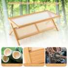 Costway Bamboo Coffee Table With Glass Tabletop-natural