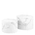 Furniture To Go Dice Round Coffee Table Set of 2 in White Marble and Carrara Rough Paper