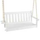 Costway Hdpe Porch Swing With Hidden Cup Holder And Adjustable Secure Chains-white