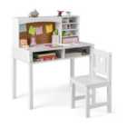 Costway Wooden Kids Desk And Chair Set With Hutch For Studying And Reading-white