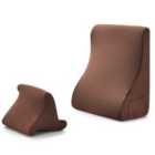 Costway Wedge Pillow Set With Tablet Pillow Stand And Sidepockets-brown