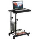 Costway C-shape Adjustable End Table With Storage Basket-black