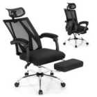 Costway Ergonomic Recliner Mesh Office Chair With Retractable Footrest