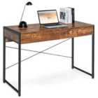 Costway 112 X 48 X 76Cm Wooden Study Computer Desk With 2 Drawers-rustic Brown