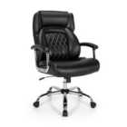 Costway Leather Office Chair With Rocking Mode And Armrests-black