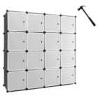 Costway 16 Cube Cabinet Storage Organizer With 2 Clothes Hanging Rails -black &amp;amp; White