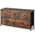 Costway 5-drawer Multifunction Dresser With Foldable Drawers And Wooden Top-rustic Brown