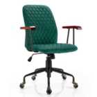 Costway Adjustable Velvet Rocking Leisure Chair With Padded Seat And Rubber Wood Armrests-green