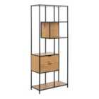 Furniture To Go Seaford Tall Wild Oak Metal 2 Drawer Bookcase With 4 Shelves