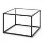 Costway 70 Cm Modern Square Coffee Table With Metal Frame-transparent