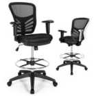 Costway Mesh Drafting Chair With Adjustable Footrest-black