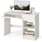 Costway Modern Wooden Office Computer Desk With Keyboard Tray-white