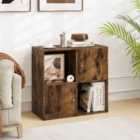 Costway 3-tier Bookshelf With Dual Anti-tipping Kits And 2 Cabinets-rustic Brown