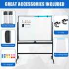 Costway Mobile Whiteboard Reversible With Grid Pattern Board And Board Eraser-black
