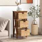 Costway Sofa Side Table With Seagrass Baskets And Rubber Wood X-shaped Frames And Acacia Wood Legs-rustic Brown-3-tier