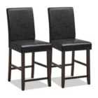 Costway Set Of 2 Counter Height Bar Stools With Rubber Wood Legs And Ergonomic Back