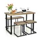 Costway 4 Pieces Metal Frame Industrial Breakfast Table Chair Set
