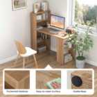 Costway Modern 3-in-1 Wooden Computer Desk With 6-tier Storage Bookshelves-natural