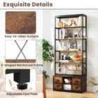 Costway 8-tier Bookshelf With Storage And 4 Fabric Drawers -rustic Brown