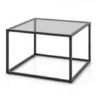 Costway 70 Cm Modern Square Coffee Table With Metal Frame-grey