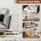 Costway C-shaped End Table Narrow Side Table With Storage Shelves-white