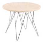 Furniture To Go Prunus Round Side Table in Matt Beige and Chrome Steel Base 55x41.4cm