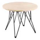 Furniture To Go Prunus Round Side Table in Matt Beige and Black Coated Steel Base 55x41.4cm