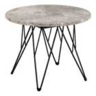 Furniture To Go Prunus round Side Table in Grey Marble and Black Coated Steel Base 55x41.4cm