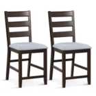 Costway 2-piece Counter Height Bar Stool Set With Padded Seat And Rubber Wood Legs-brown