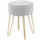 Costway Round Velvet Stool With Hairpin Legs-gray