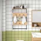 Costway Entryway Wall Coat Rack With 6 Hooks And Display Shelf-natural