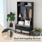 Costway 4-in-1 Coat Rack With Seat Cushion And Open Compartments-black