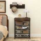 Costway Coat Rack Shoe Stand Set With Wall-mounted Coat Rack And Drawers-brown