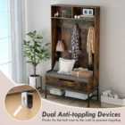 Costway 4-in-1 Coat Rack With Seat Cushion And Open Compartments-rustic Brown