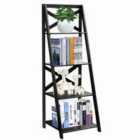 Costway 4 Tier Wooden Ladder Shelving Unit-black