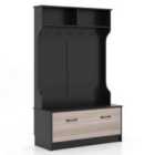 Costway 63 Inches Hall Tree With Coat Rack And Storage Bench-black
