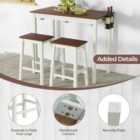 Costway 3-piece Bar Table Set With 2 Wine Holders-cream White
