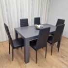 Kosy Koala Dining Table and 6 Chairs Black Dark Grey 6 Black Leather Chairs Wood