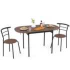 Costway 3 Pcs Foldable Dining Table Set Expandable Table With 2 Chairs-rustic Brown