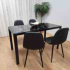 Kosy Koala Black Glass Dining Table with 4 Black Chairs - Dining Kitchen Room Furniture