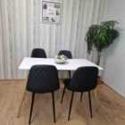 Kosy Koala Dining Table Set of 4 Wooden White Table with 4 Black Gem Patterend Chairs