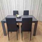 Kosy Koala Dining Table and 4 Black Leather Chairs Wood