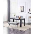 Kosy Koala Dining Table and 2 Chairs With Bench Dark Grey, 2 Grey Velvet Chairs Wood