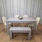 Kosy Koala Dining Table and 4 Chairs Grey 4 Cream Leather Chairs Wood