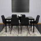 Kosy Koala Dining Table and 6 Chairs Black Glass 6 Velvet Chairs