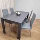 Kosy Koala Dining Table and 4 Grey Leather Padded Chairs Wood